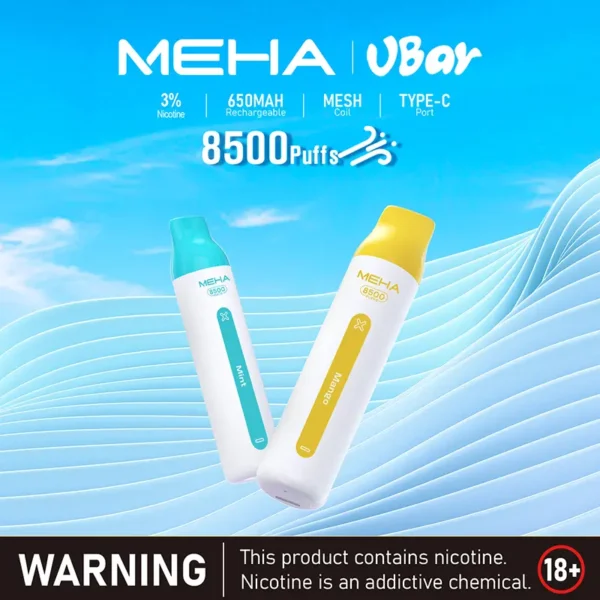 MEHA VBar 小白條 8500 電子煙 ｜ 繁忙通勤間快速填補空檔 ｜ 簡約外型呈現一致輸出品質與獨特細膩煙霧質感