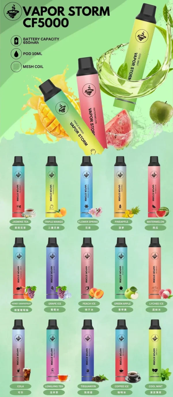 VAPOR STORM 5000口電子煙 ｜ 派對娛樂暢享無間斷 ｜ 低負擔感設計讓體驗更加持久舒適